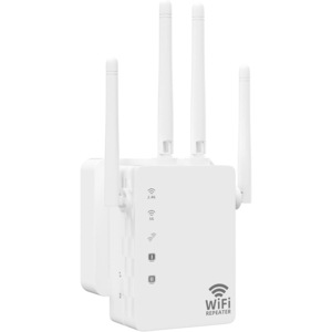 Amplificator Semnal Wireless, LittleDomi, Trasnfer pana la 1200Mbps, Dual-Band 2.4G-5G, Conexiune WPA/WPA2, 4 Antene cu Tehnologie MIMO, Port LAN, Alb