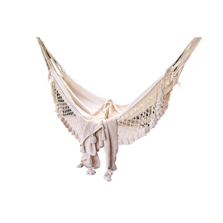 Hamac Boho, Bali Bali, Bumbac, Alb, Mare