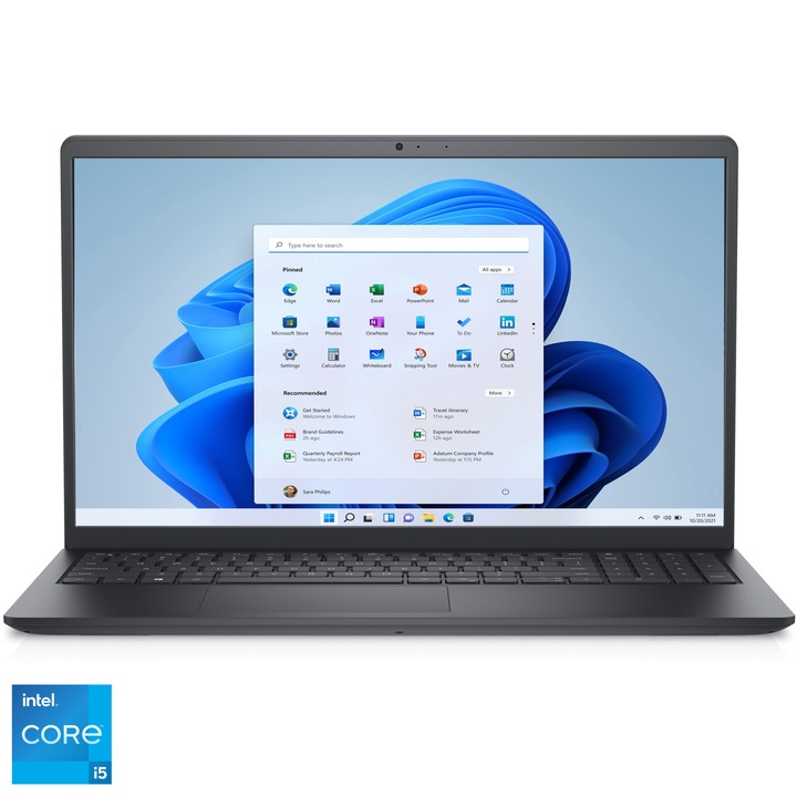 Dell Vostro 3520 laptop, Intel® Core™ i5-1235U processzorral 4,4 GHz-ig, 15,6", Full HD, 8GB DDR4, 512 GB SSD, Intel® UHD Graphics, Windows 11 Pro, nemzetközi angol billentyűzet, fekete