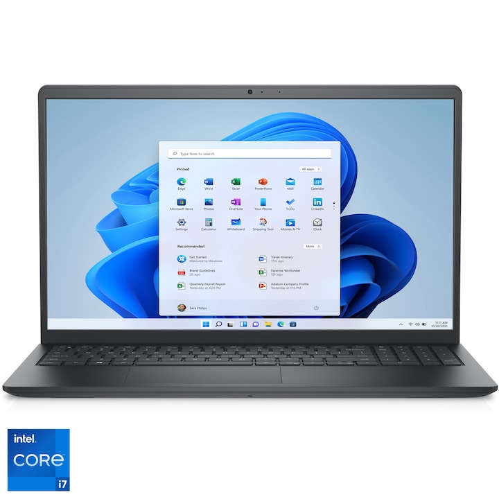 Laptop Dell Vostro 3530 cu procesor Intel® Core™ i7-1355U pana la 5.0 GHz, 15.6", Full HD, 120Hz, 16GB DDR4, 512GB SSD, Intel® Iris® Xe Graphics, Windows 11 Pro, Carbon Black, 3y ProSupport and Next Business Day Onsite Service