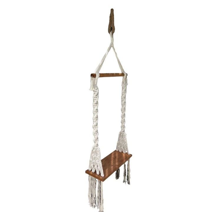 Leagan de gradina, Bali Bali, Lemn/Bumbac, 60x24 cm, Alb/Maro