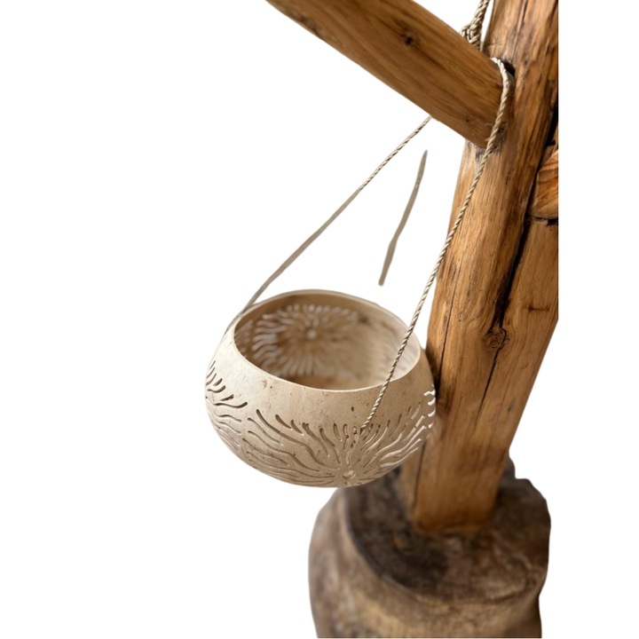 Suport de lumanare Bali, Nuca de cocos, 15 cm