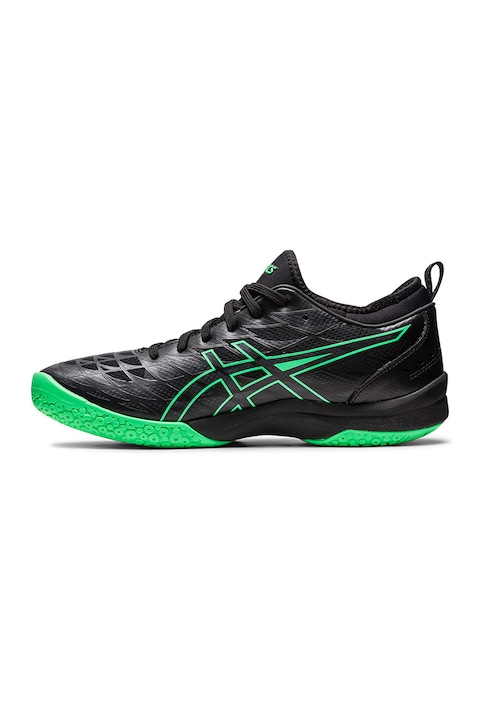 Asics, Pantofi cu garnituri din material textil Blast FF 3 pentru handbal, Verde/Negru