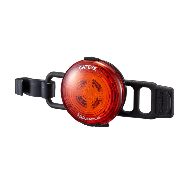 Lumina bicicleta, Cateye, Cu LED, Portabila, Plastic, Rosu, Negru