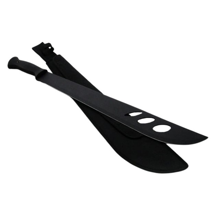 Maceta de vanatoare Depox, Survival Instinct, 58 cm, otel inoxidabil, negru, teaca inclusa