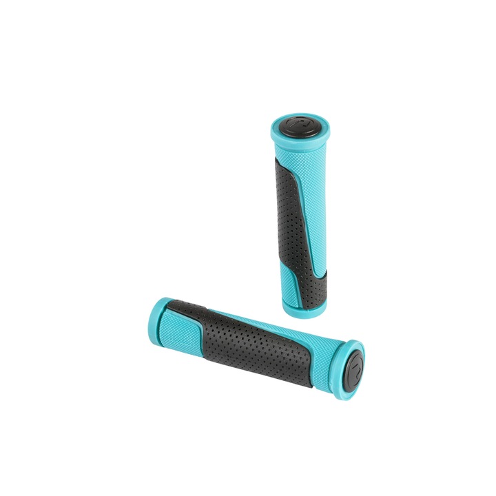 Set 2 mansoane bicicleta, Accent, Cauciuc, Negru/Turcoaz