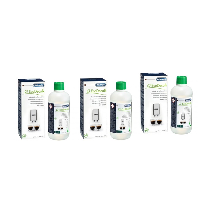 Комплект от 3 препарата за премахване на котлен камък De'Longhi EcoDecalk, 3 x 500 ml
