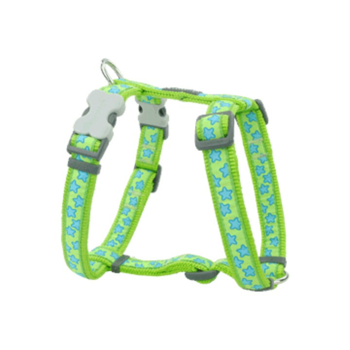 Ham pentru Caini, Red Dingo, Stars, Verde, (Latime Banda 25mm, Circumferinta Gat 46 – 76cm, Circumferinta Piept 56 – 80cm), L