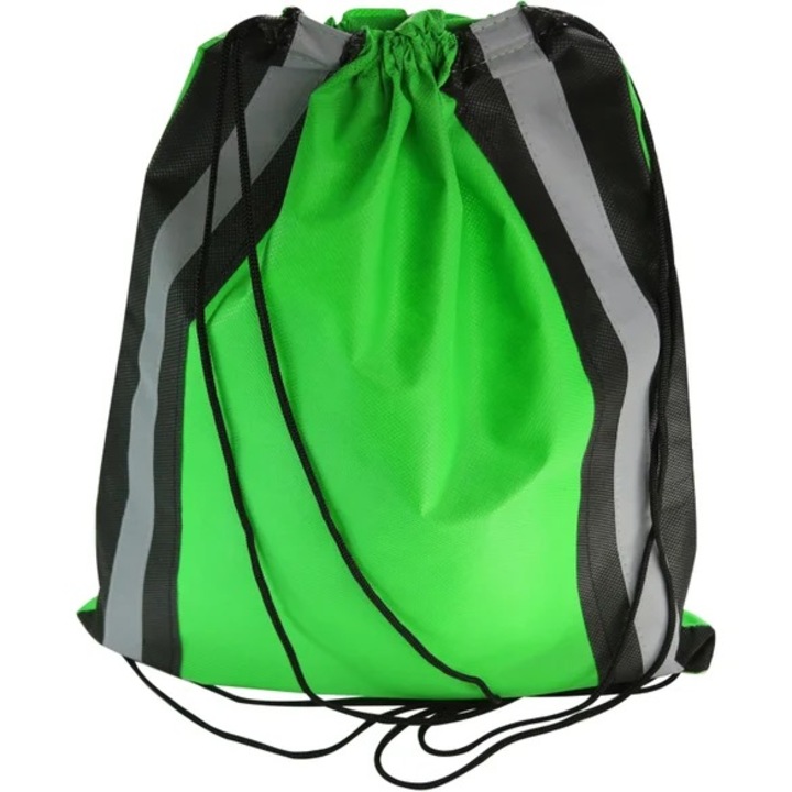 Rucsac sport VENITIVO ® cu banda reflectorizanta, inchidere cu snur si maner tip sacosa, material netesut, capacitate 6 litri, 44 cm x 36 cm, verde