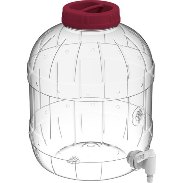 Többfunkciós tégely csappal, Barna, Üveg, 10 ml, Átlátszó/ Piros