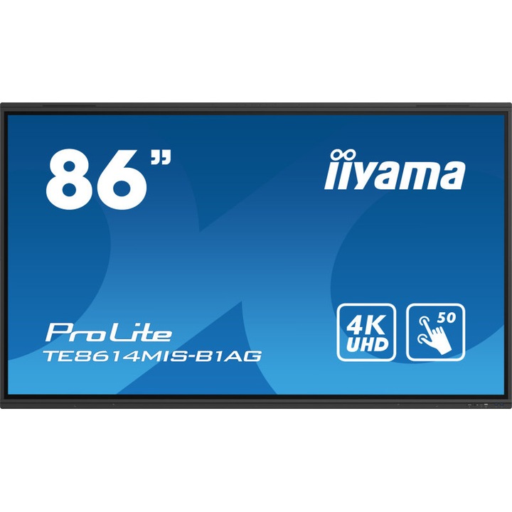 iiyama ProLite TE8614MIS-B1AG 86 hüvelykes 4K interaktív érintőképernyő, LED VA, Android13, iiWare11, ScreenShare, 24/7, WiFi, USB-C, fekete