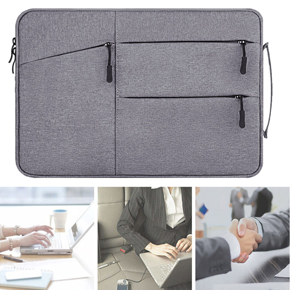 Geanta laptop MacBook Air 12 inch, BGHYHYHI, poliester, cu buzunare, gri