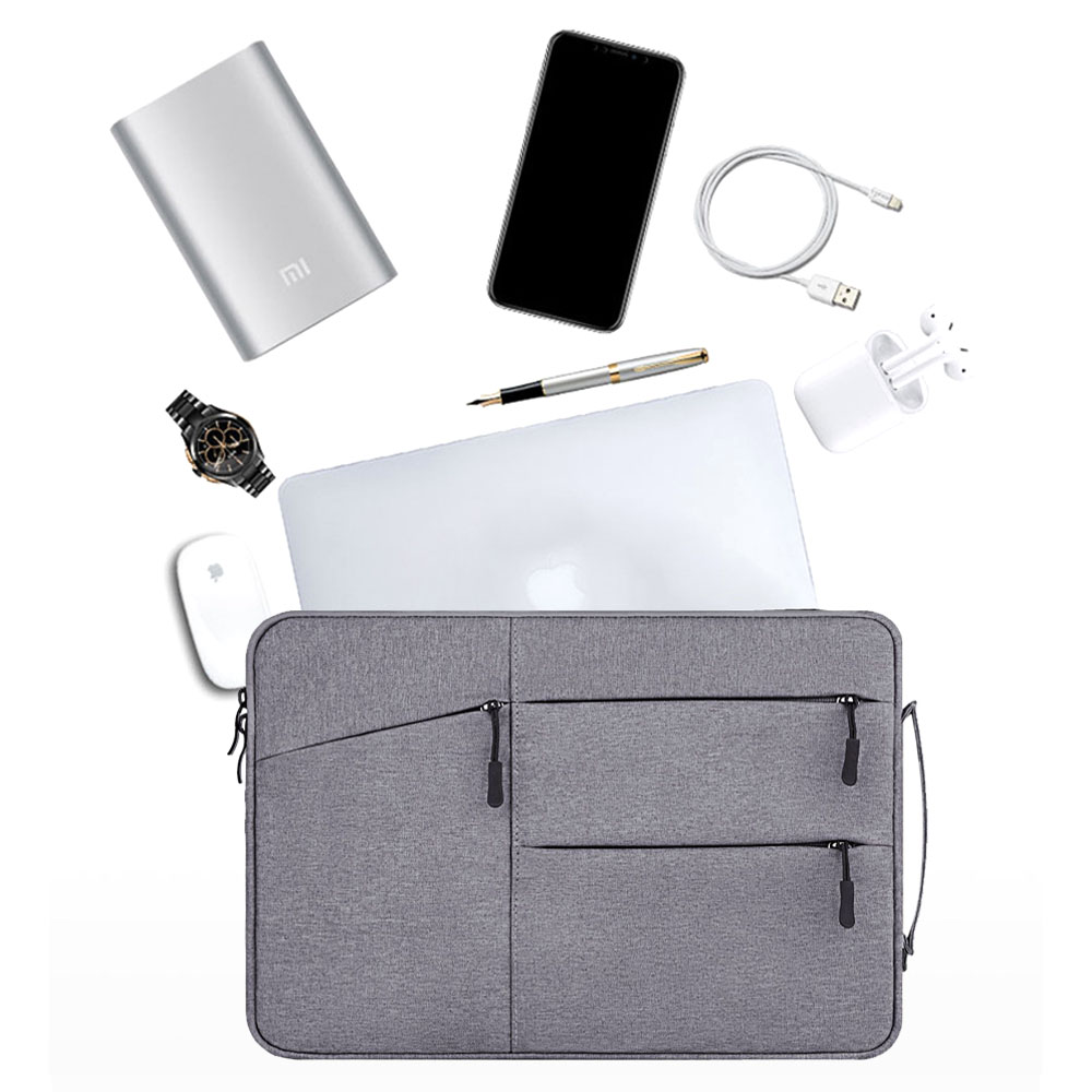Geanta laptop MacBook Air 12 inch, BGHYHYHI, poliester, cu buzunare, gri
