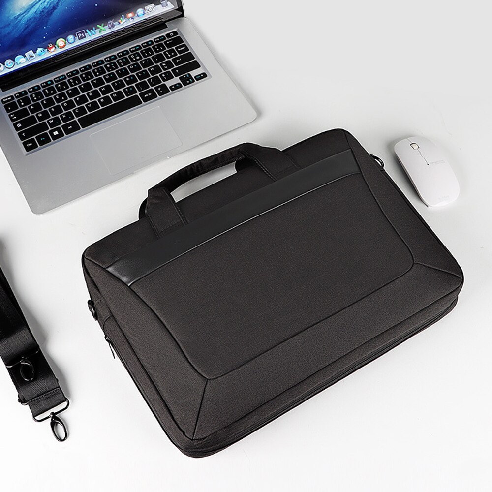 Geanta laptop 13.3 inch, extensibila, negru, cu curea umar