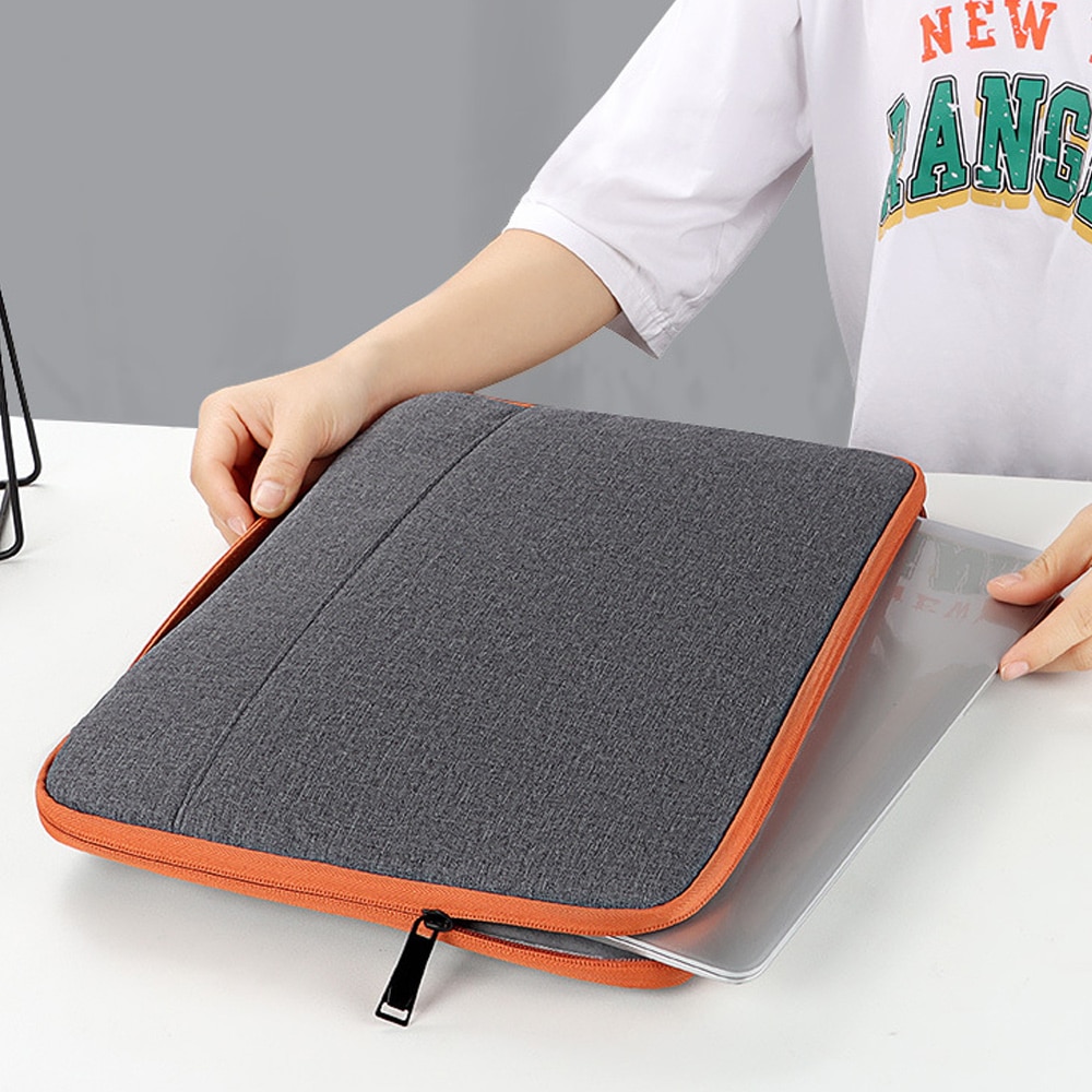 Geanta laptop rezistenta la apa si socuri, captuseala moale, gri inchis, 13.3 inch