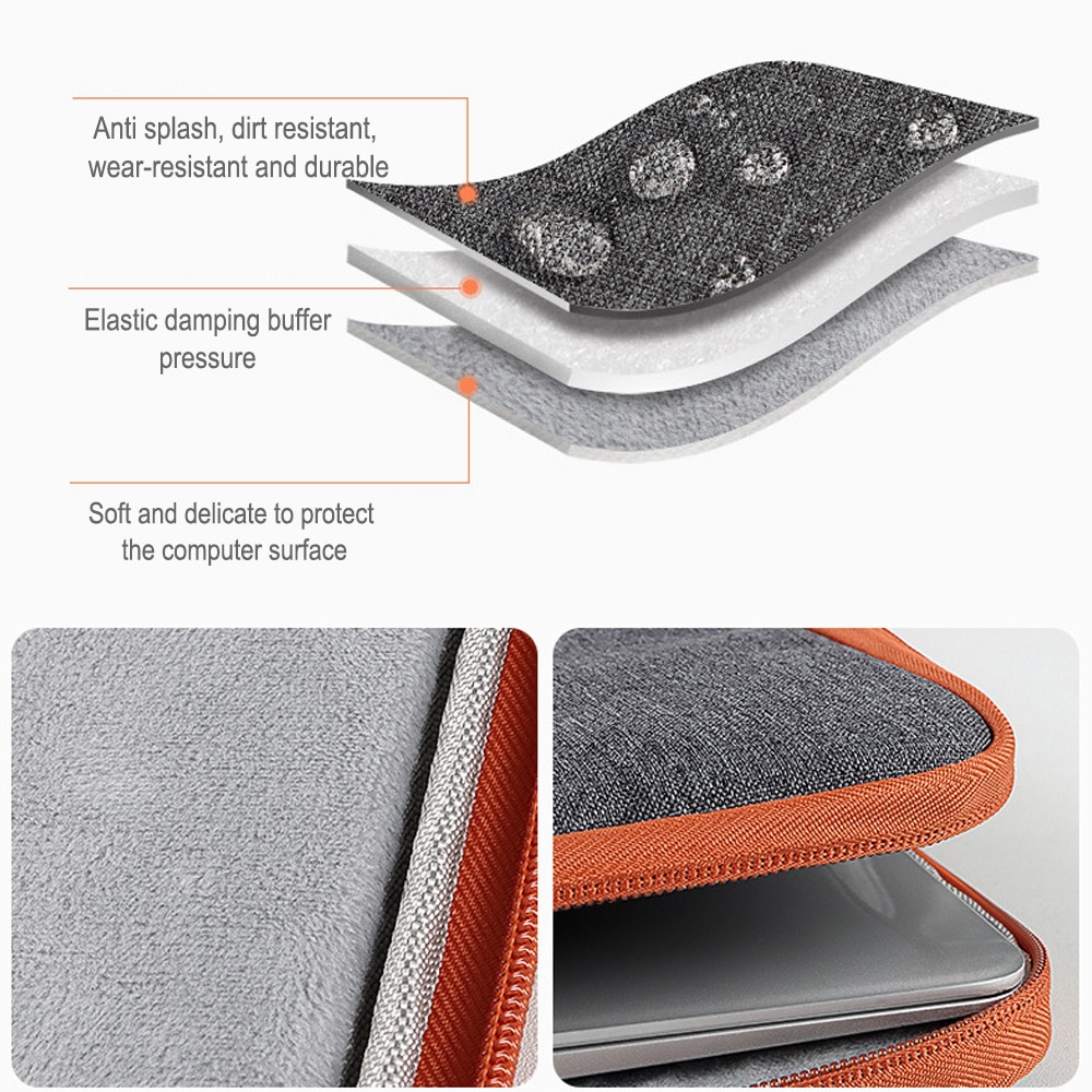 Geanta laptop rezistenta la apa si socuri, captuseala moale, gri inchis, 13.3 inch