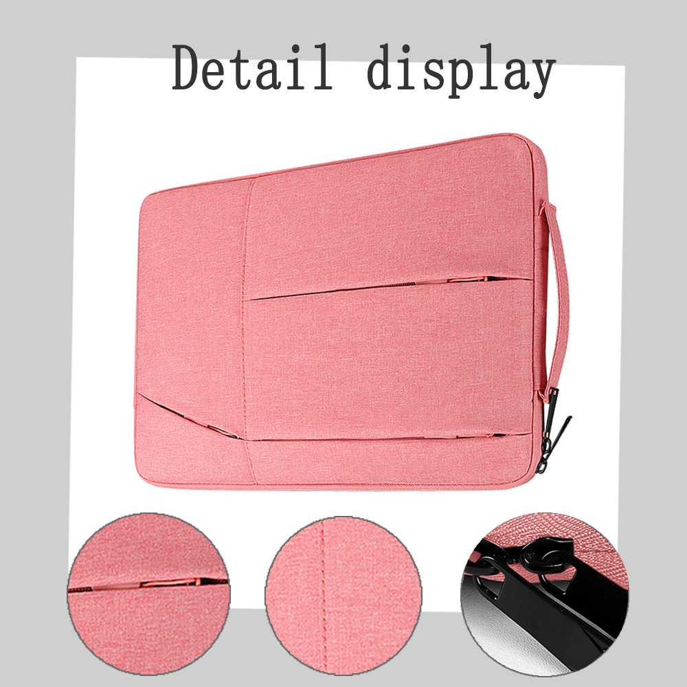 YANYXR, Geanta pentru laptop din poliester rezistent la apa, protectie 360° cu captuseala moale antisoc si buzunare frontale, BCS3230720, roz, 15,6 inch
