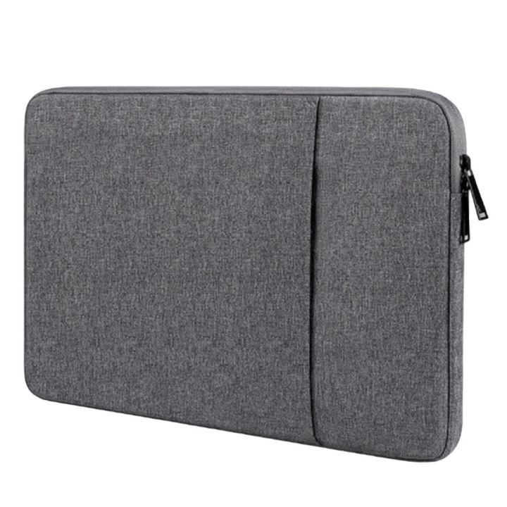 Geanta pentru laptop impermeabila, 13.3 inch, Poliester/Catifea, Gri inchis