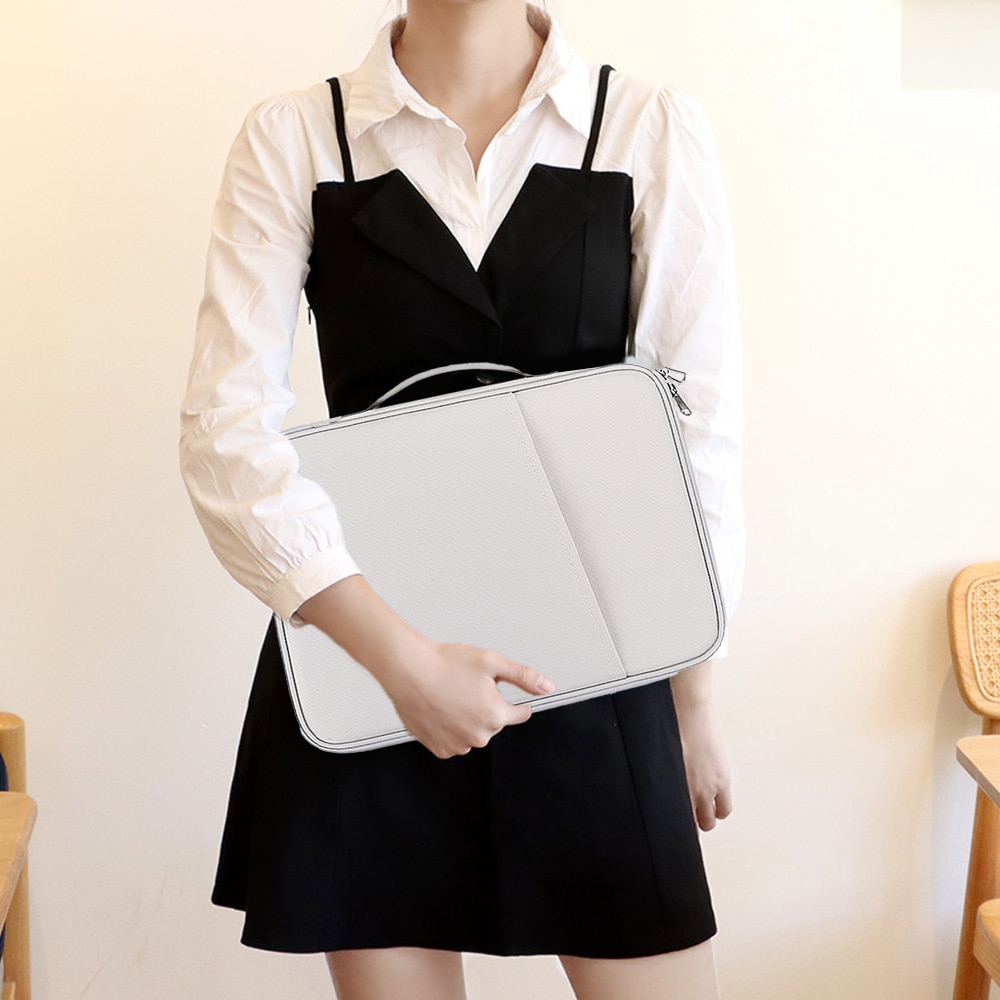 Geanta pentru laptop/tableta BGHYHYHI, 10.8-11 inch, poliester impermeabil, alb