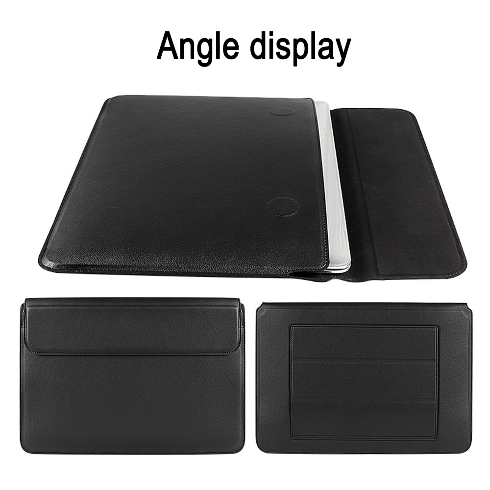 Husa laptop BGHYHYHI, piele sintetica, suport pentru laptop, neagra, 15x10x2cm