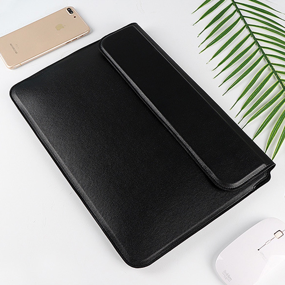 Husa laptop BGHYHYHI, piele sintetica, suport pentru laptop, neagra, 15x10x2cm