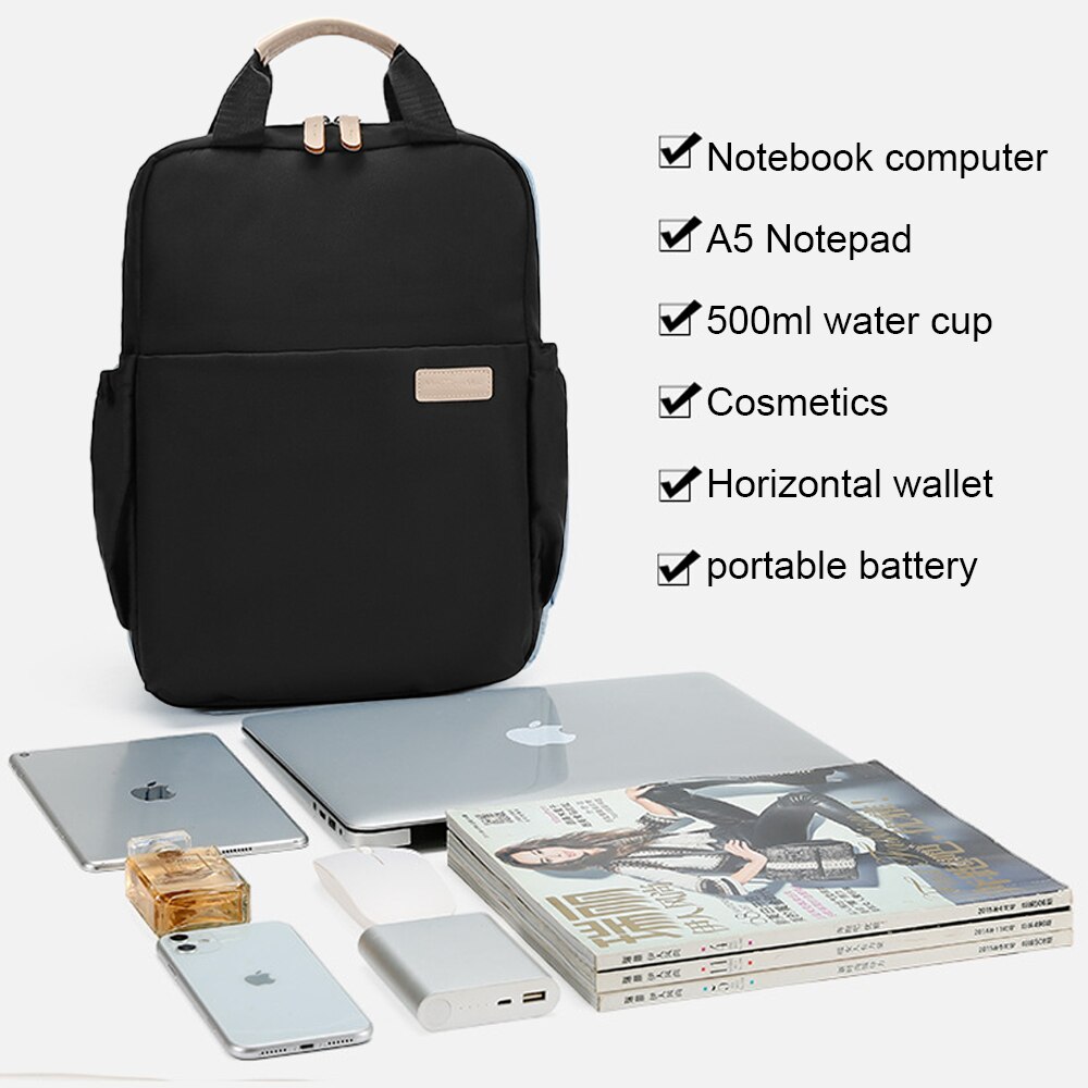 Rucsac laptop AMRINUGL, 14 inch, capacitate mare, poliester, 35x26x10cm, negru