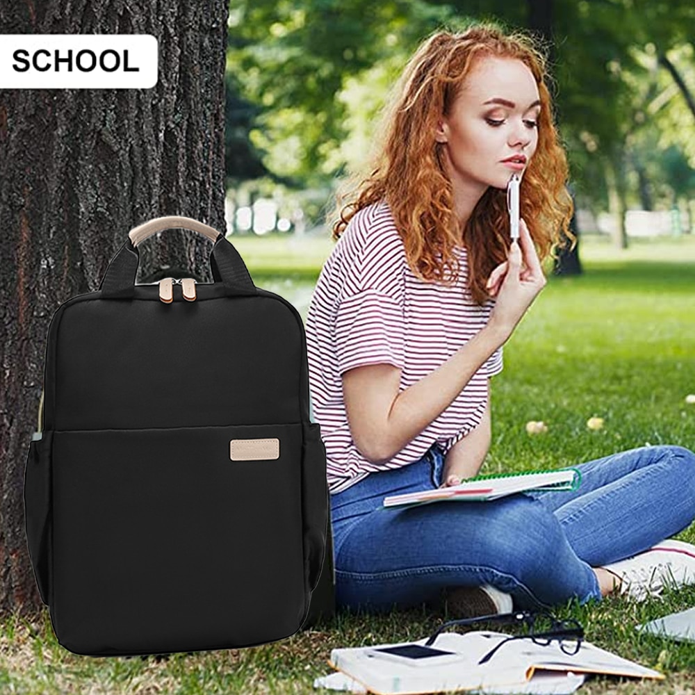 Rucsac laptop AMRINUGL, 14 inch, capacitate mare, poliester, 35x26x10cm, negru