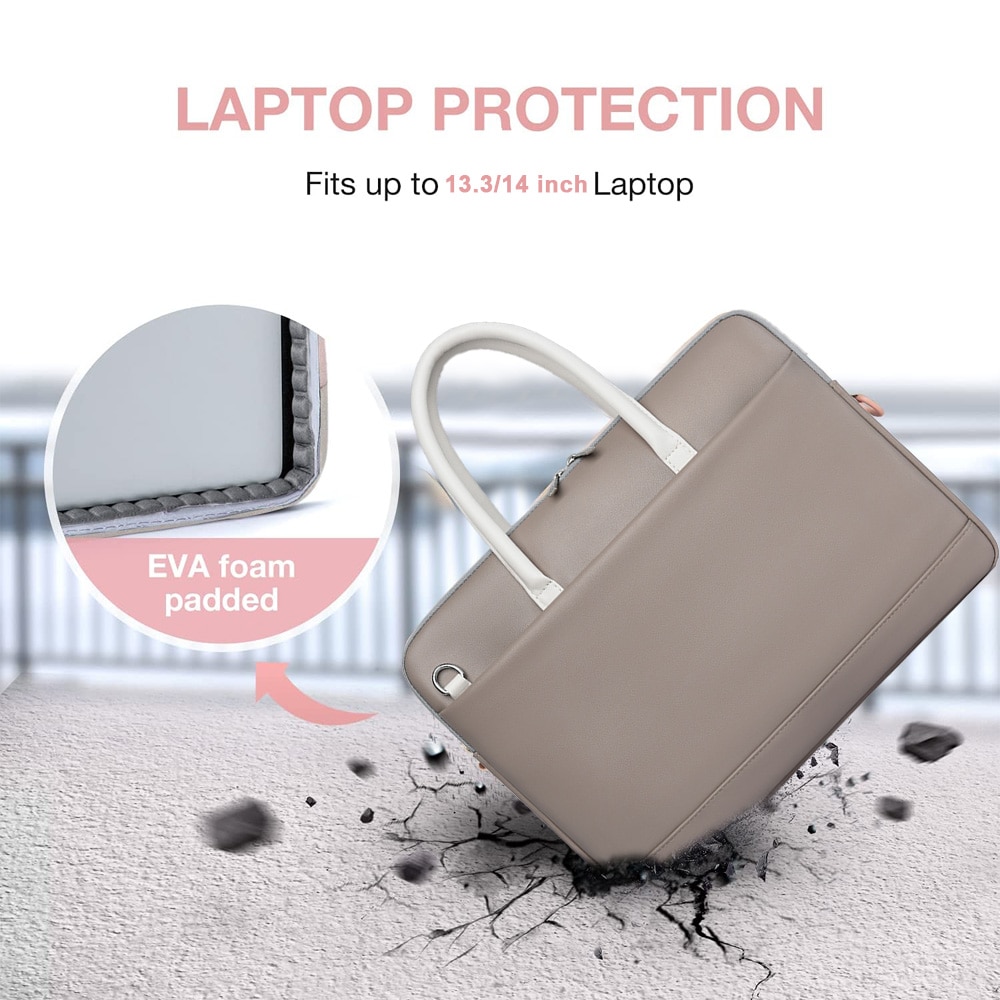 Geanta laptop femei, AMRINUGL, 13.3/14 inch, gri, ultra-subtire, impermeabila, 35x28x3cm