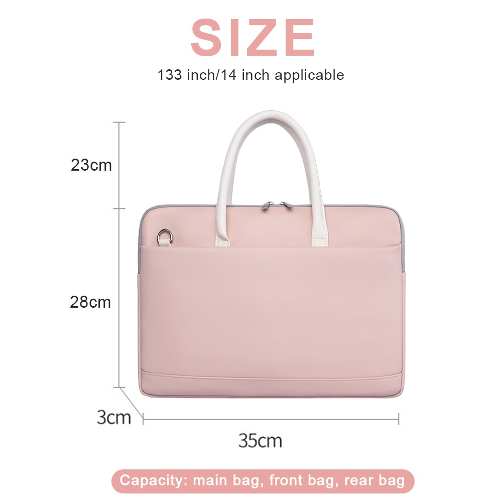 Geanta laptop pentru femei, AMRINUGL, 13.3/14 inch, roz, ultra-subtire, dimensiuni 35x28x3cm