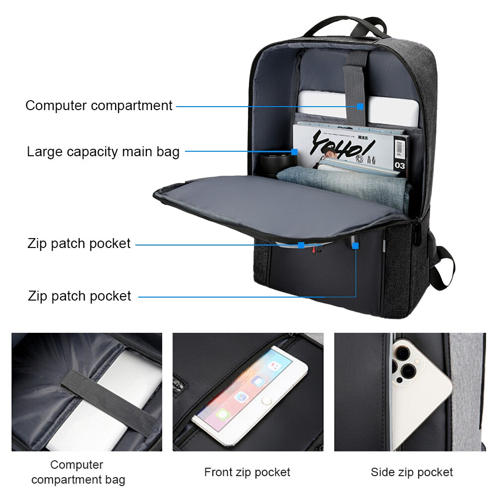 Rucsac laptop AMRINUGL, capacitate mare, impermeabil, negru, 15.6 inch