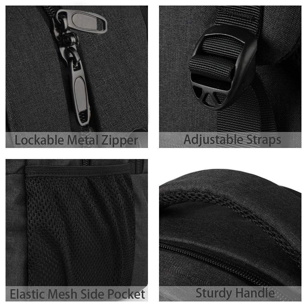 Rucsac de calatorie cu compartiment laptop 18 inch, capacitate mare, negru, 45x30x20cm