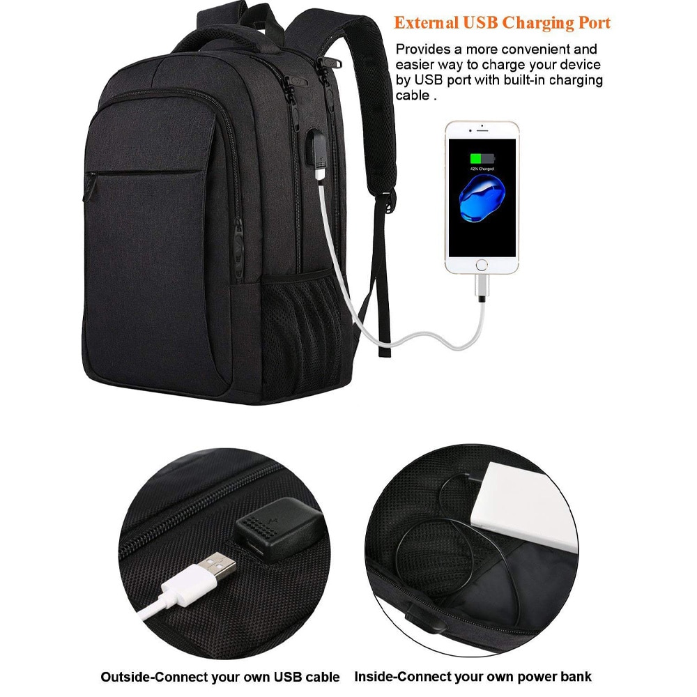 Rucsac de calatorie cu compartiment laptop 18 inch, capacitate mare, negru, 45x30x20cm