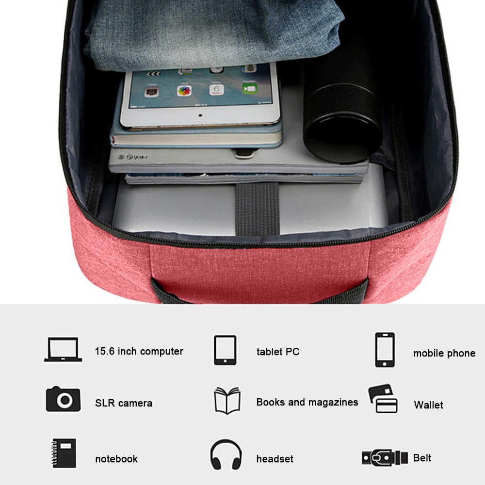 Rucsac laptop AMRINUGL, anti-furt, capacitate mare, impermeabil, rosu, 15.6 inch