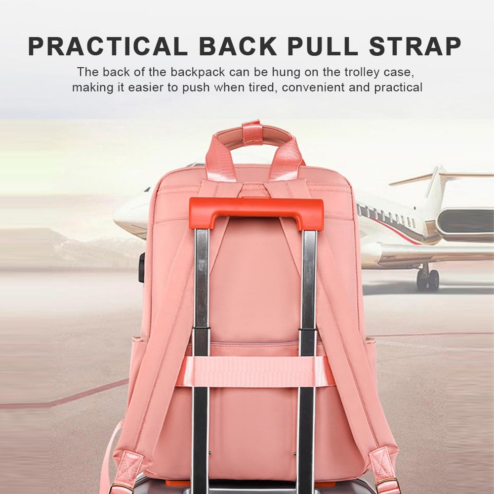 Rucsac, Pentru laptop, Unisex, Poliester, Rezistent, Roz