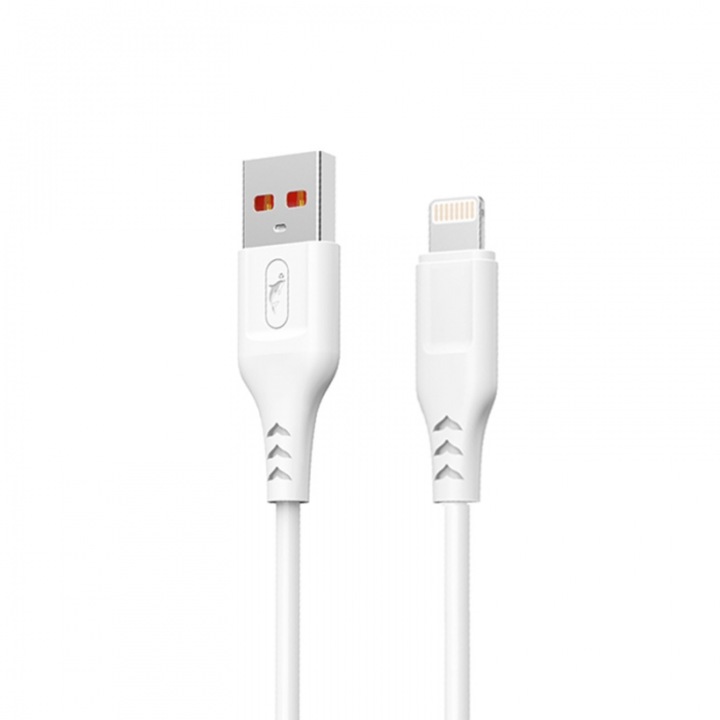 Кабел USB SkyDolphin S61L, Lightning, 2.4A, 1m, бял