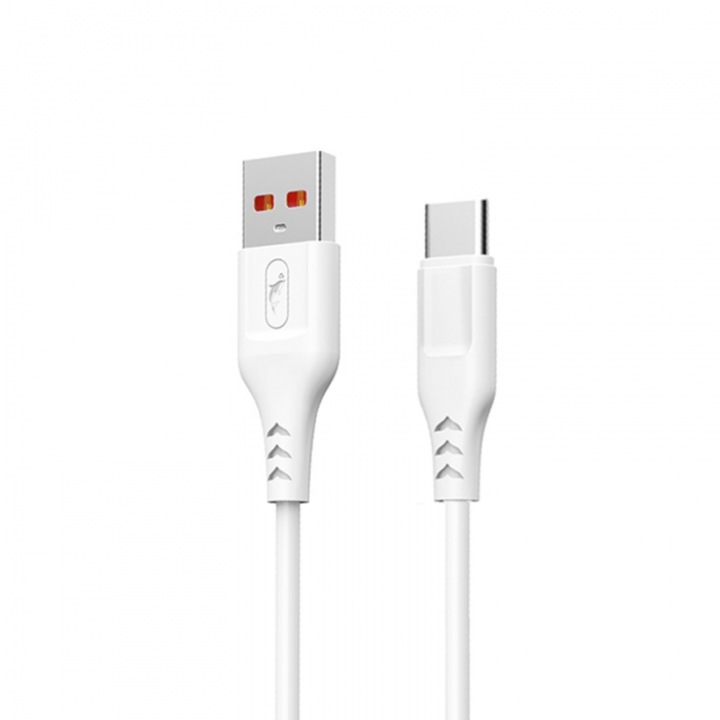 Cablu USB, SkyDolphin, USB-C, 2.4A, 1m, Alb