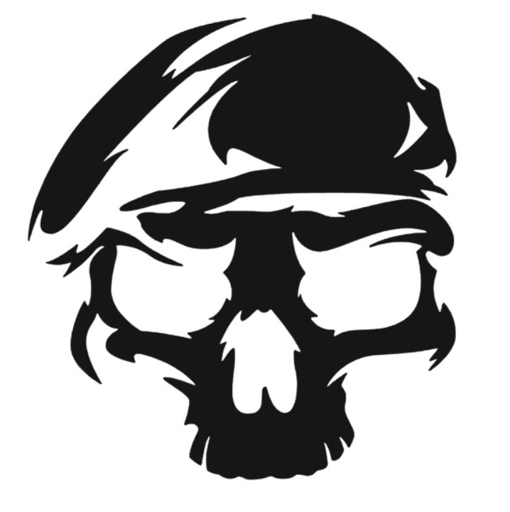 Sticker auto, army skull, negru, 15x16cm