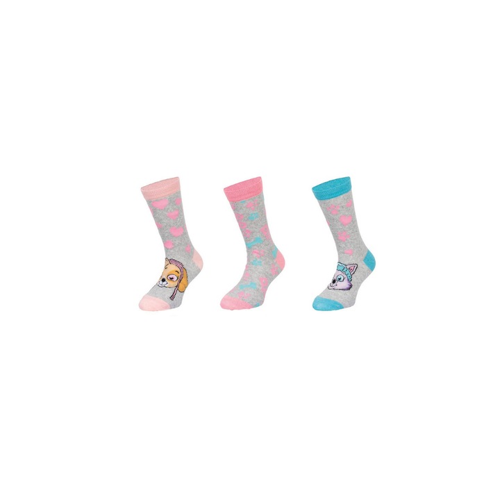 Комплект от 3 чифта детски чорапи, Skye Team, Paw Patrol, Розово/Син