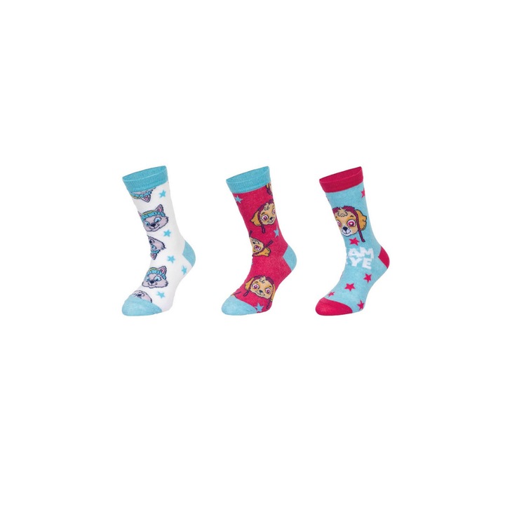 Комплект от 3 чифта детски чорапи, сини/червени, 27-30, Skye Team, Paw Patrol