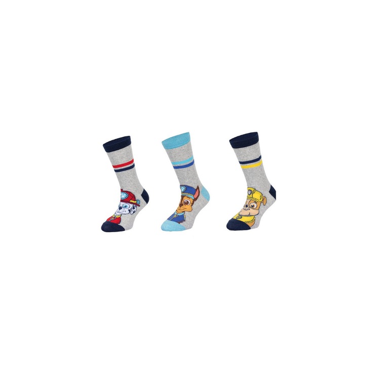 Комплект от 3 чифта детски чорапи, Team, Paw Patrol, Сив