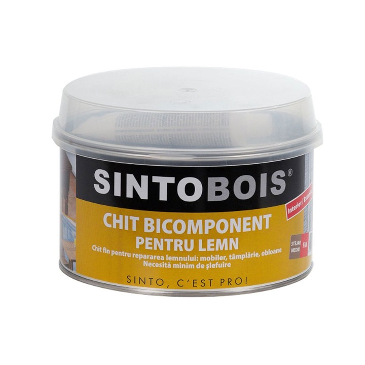 Chit SINTO, Bicomponent Fin, Pentru Lemn, Culoare Brad, 1000 ml