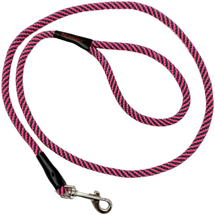 Kisállat érdekű póráz kötél sima Pink Twist, M, rózsaszín/zöld