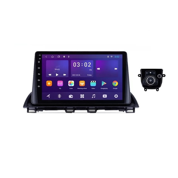 Navigatie Mazda 3 din 2013-2019, NAVIGPS, Rezolutie 2K, Display QLED 9.5 inch, 4GB RAM si 64GB ROM, Android, Procesor Octacore, Slot sim 4G, Sunet DSP, Wireless Carplay si Android Auto, Camera Marsarier, USB, Wi Fi, Radio