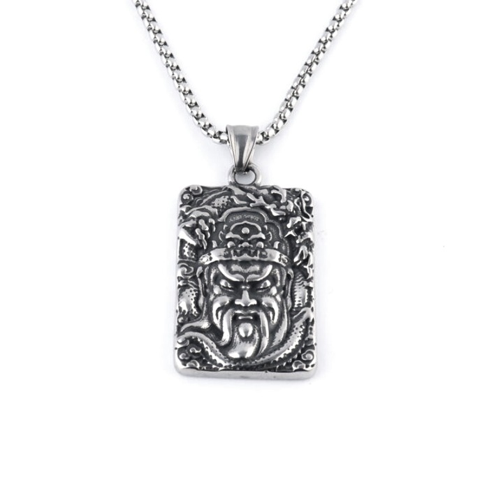 General Men Guan Yu God of War lánc, bátor harcos modell, unisex, ezüst, EFAYN