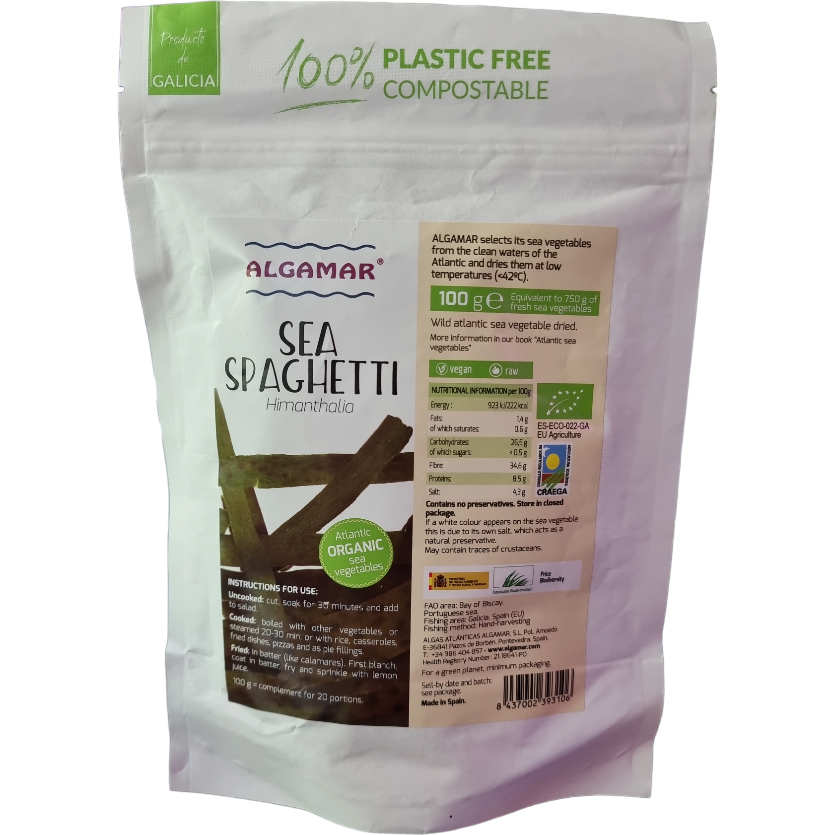 Alge Marine Sea Spaghetti Bio Algamar, 100g