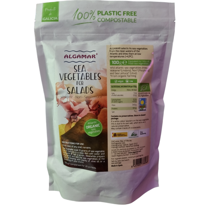 Mix Alge Marine Pentru Salate (Nori, Dulse, Wakame) Algamar, 100g