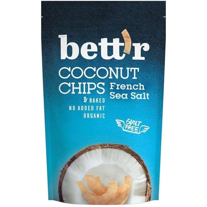 Chips de Cocos cu Sare de Mare Bio fara Gluten Bettr, 70g