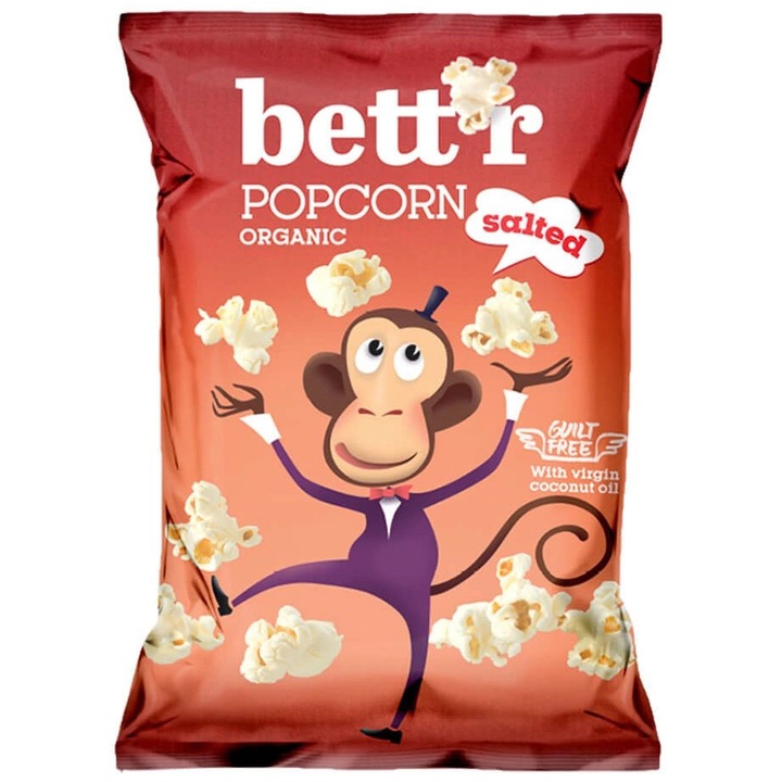 Popcorn cu Sare Bio fara Gluten Bettr, 60g