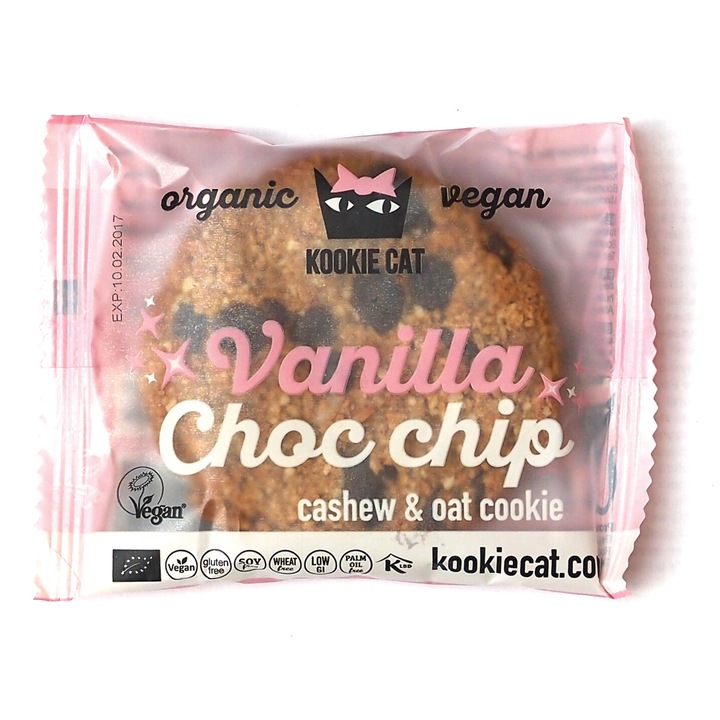 Cookie cu Vanilie Si Ciocolata Bio fara Gluten Kookie Cat, 50g