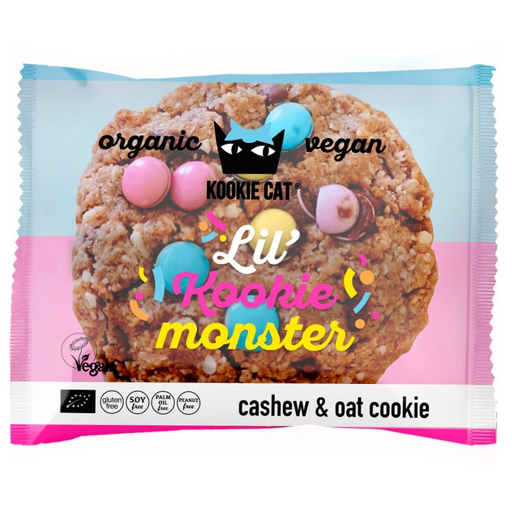Cookie cu Dropsuri de Ciocolata Colorate Bio fara Gluten Kookie Cat, 50g